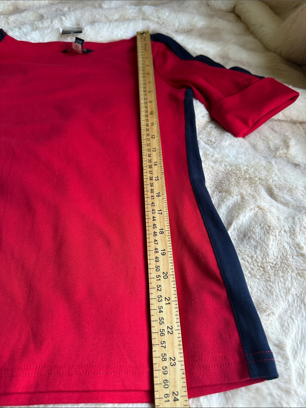 Lauren Ralph Lauren Two-Tone Stretch Cotton Elbow-Sleeve Tee. Sz L - Picture 10 of 11